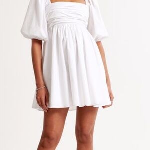 Emerson Ruched Puff Sleeve mini dress, baby blue, worn twice